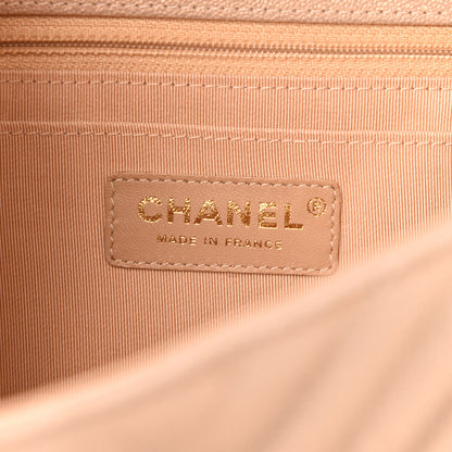 Chanel Metallic Caviar Chevron Quilted Medium Statement Flap Beige 6 of 11