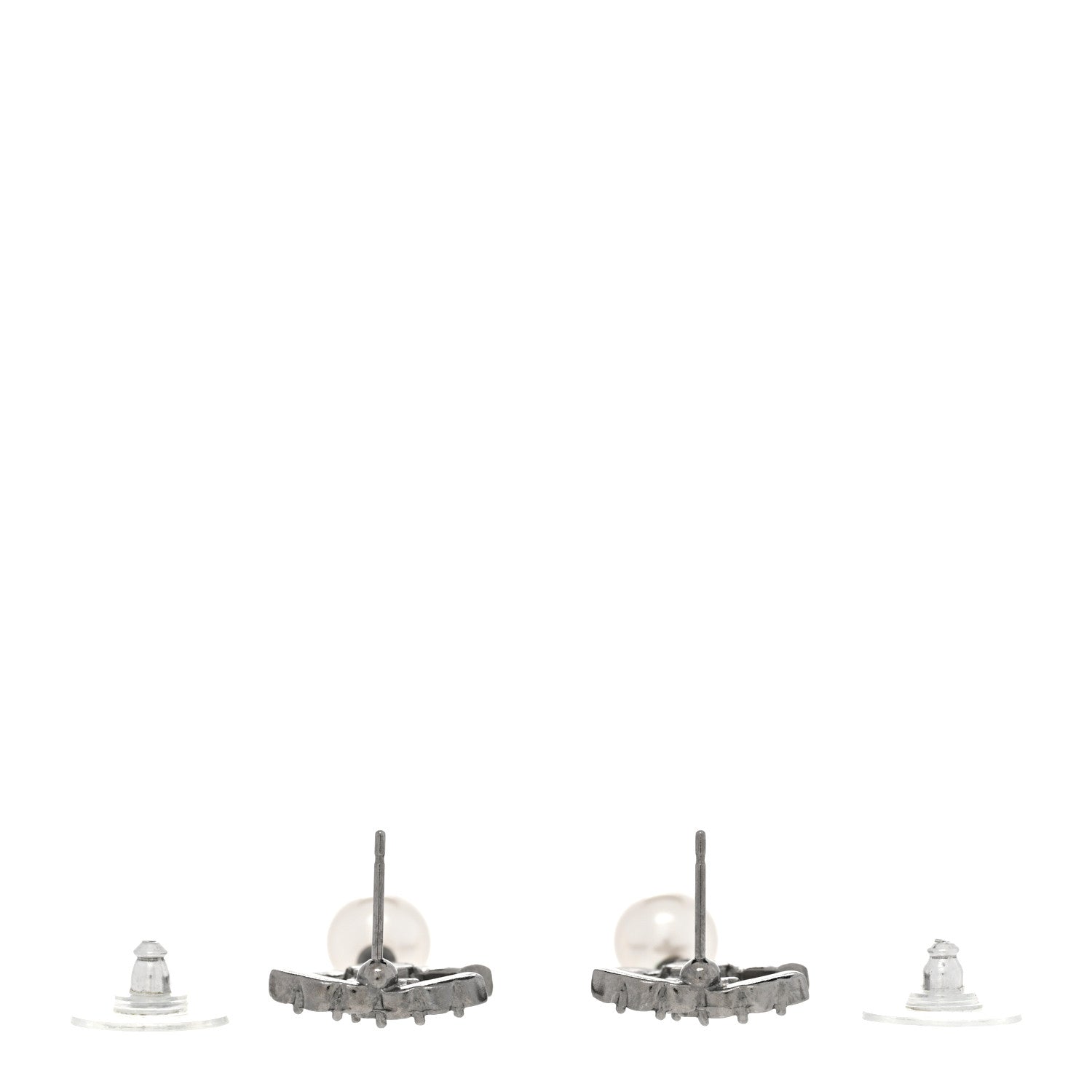 Chanel Crystal Pearl CC Drop Earrings Silver 3 of 6