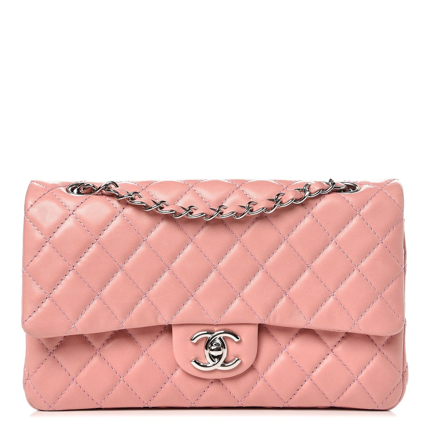 Chanel Lambskin Quilted Medium Double Flap Pink 1 of 14
