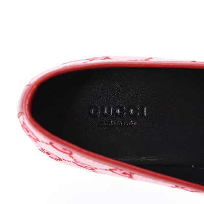Gucci Canvas GG Monogram Horsebit Womens Jordaan Loafers 37 Gardenia Hibiscus Red 8 of 10