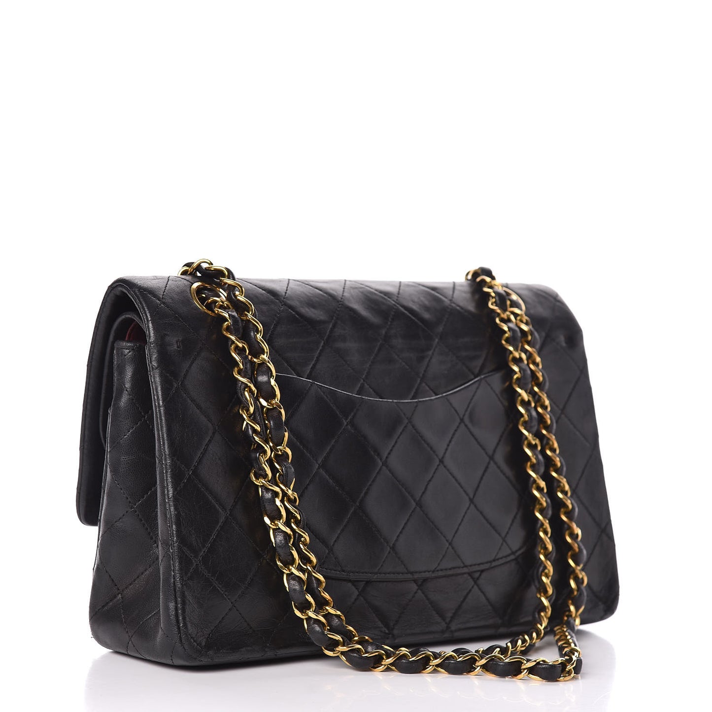 Lambskin Quilted Medium Double Flap Black