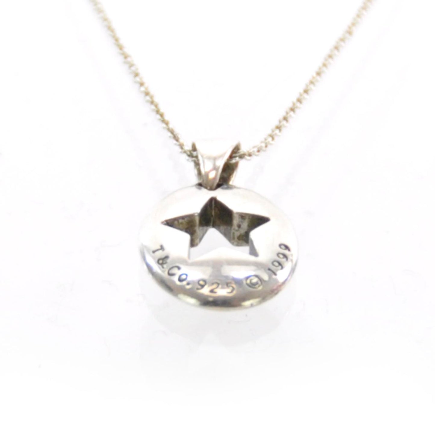 Sterling Silver Elsa Peretti Oval Stencil Star Pendant Necklace