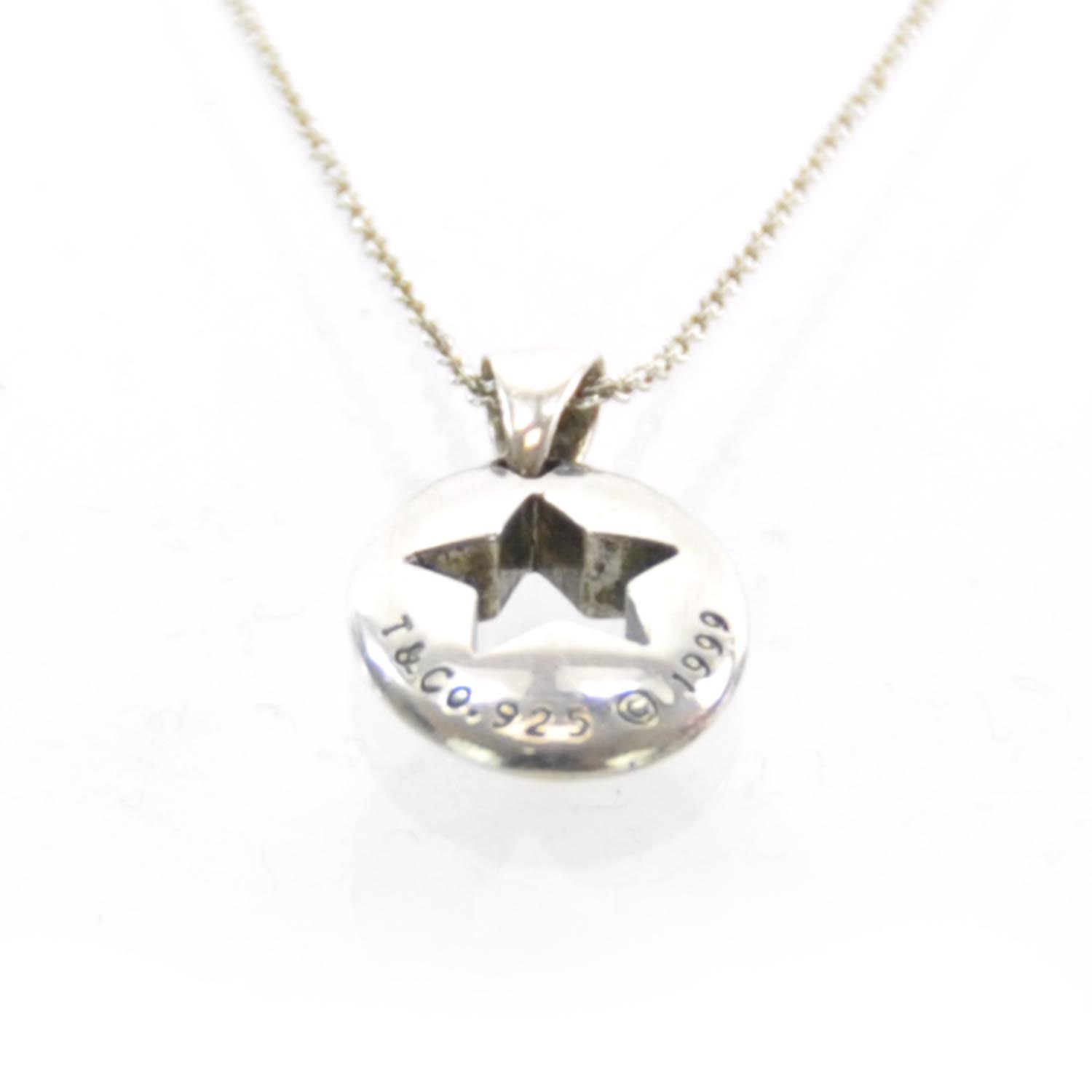 Tiffany Sterling Silver Elsa Peretti Oval Stencil Star Pendant Necklace 1 of 4