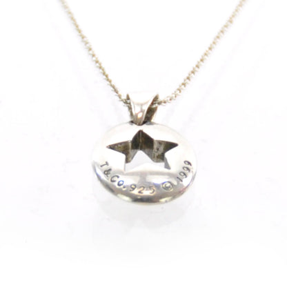 Tiffany Sterling Silver Elsa Peretti Oval Stencil Star Pendant Necklace 1 of 4