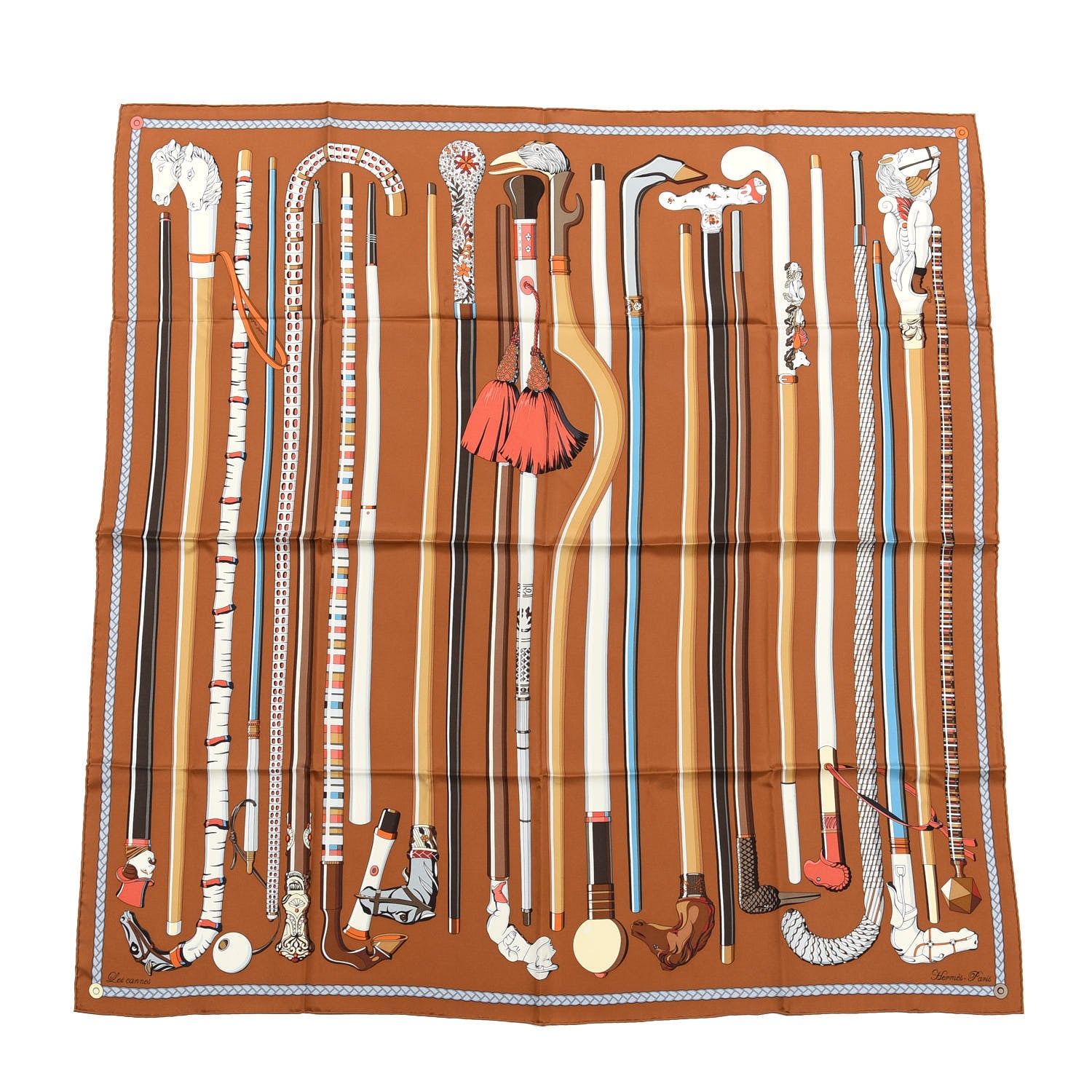 Hermes Silk Les Cannes Scarf 90 1 of 4