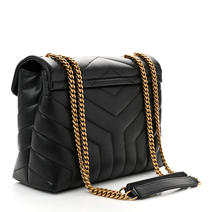 Saint Laurent Calfskin Y Quilted Monogram Small Loulou Chain Satchel Black 3 of 11