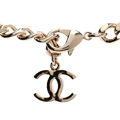 Chanel Enamel Metal Logo Choker Necklace Gold White Black 6 of 7