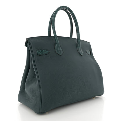 Hermes Togo Matte Alligator Birkin Touch 30 Vert Cypress 3 of 10
