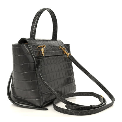 Celine Calfskin Crocodile Embossed Nano Belt Bag Grey 3 of 10