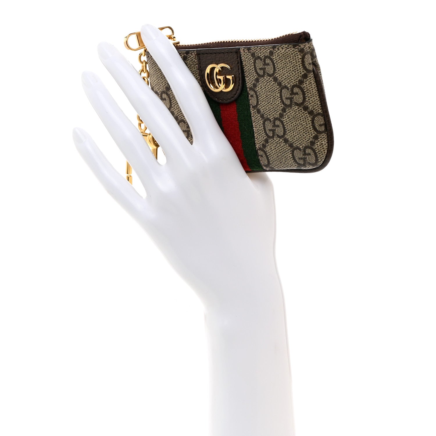 Gucci GG Supreme Monogram Web Ophidia Key Case Beige New Acero 2 of 7