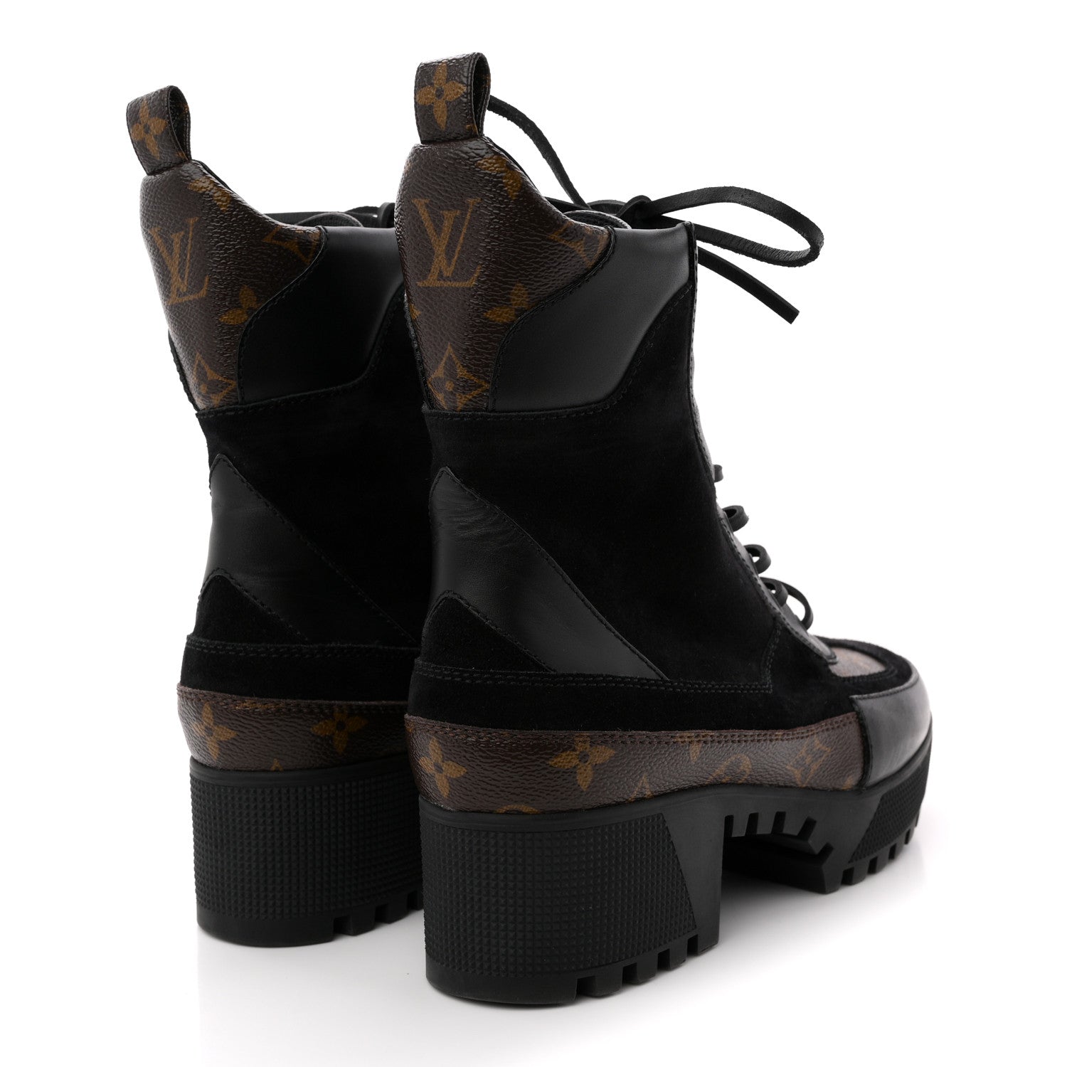 Louis Vuitton Suede Calfskin Monogram Laureate Platform Desert Boots 39 Black 5 of 10
