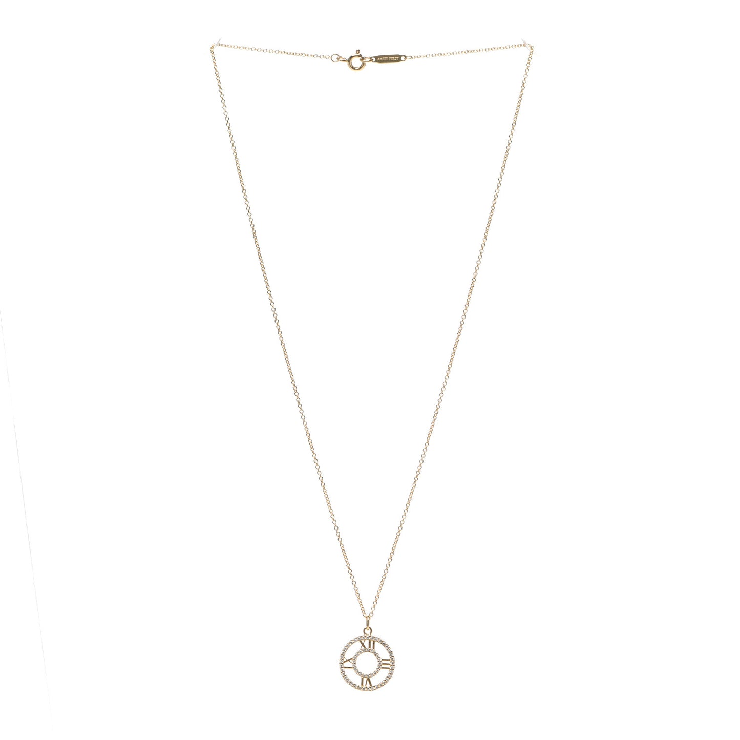 18K Yellow Gold Diamond Small Atlas Open Pave Pendant Necklace