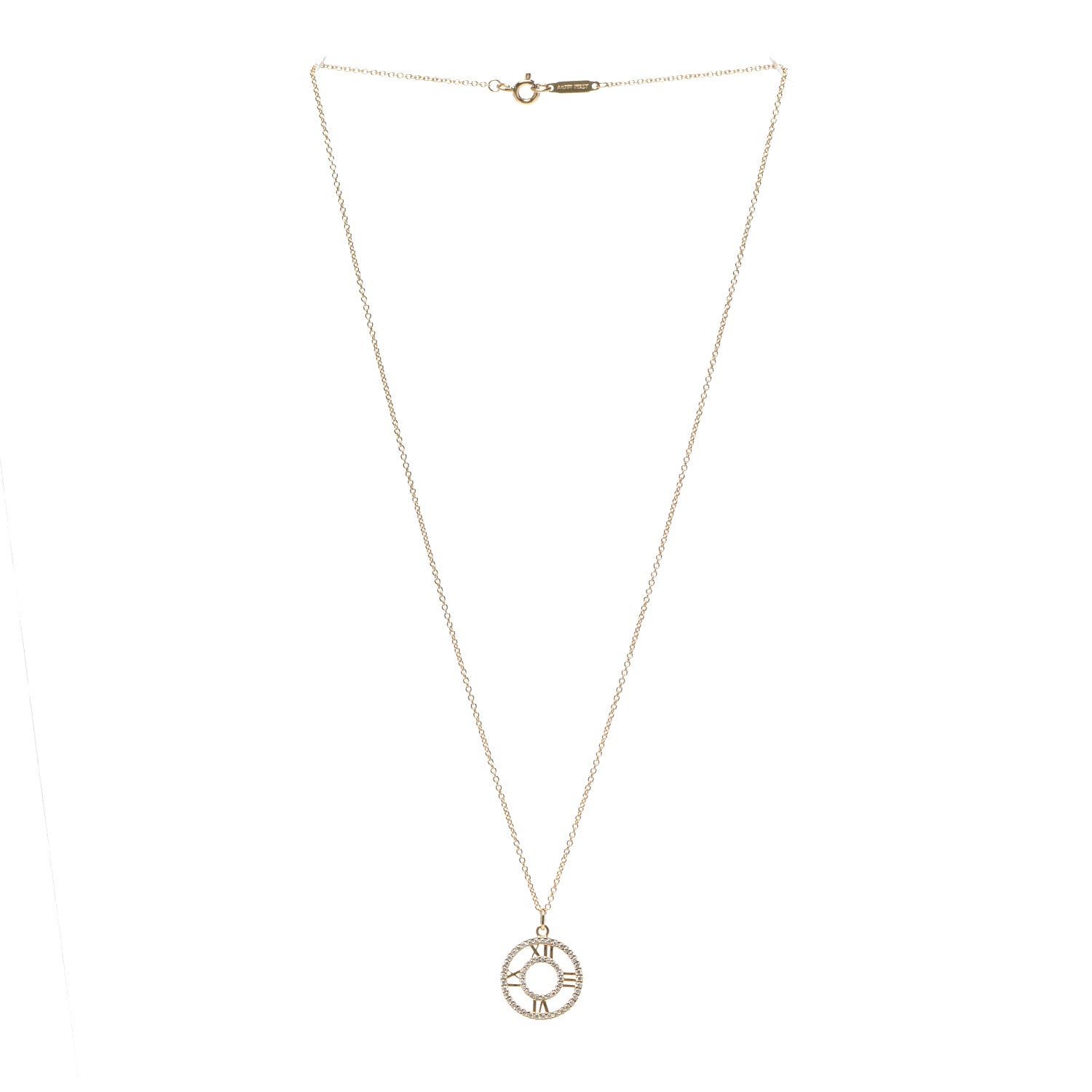 Tiffany 18K Yellow Gold Diamond Small Atlas Open Pave Pendant Necklace 3 of 6