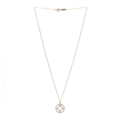 Tiffany 18K Yellow Gold Diamond Small Atlas Open Pave Pendant Necklace 3 of 6