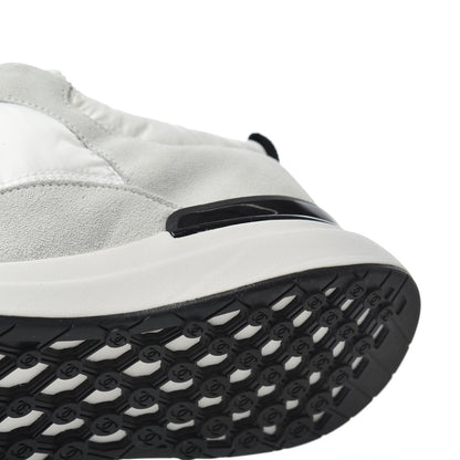 Chanel Nylon Suede Calfskin Womens CC Sneakers 36 Grey White 12 of 16