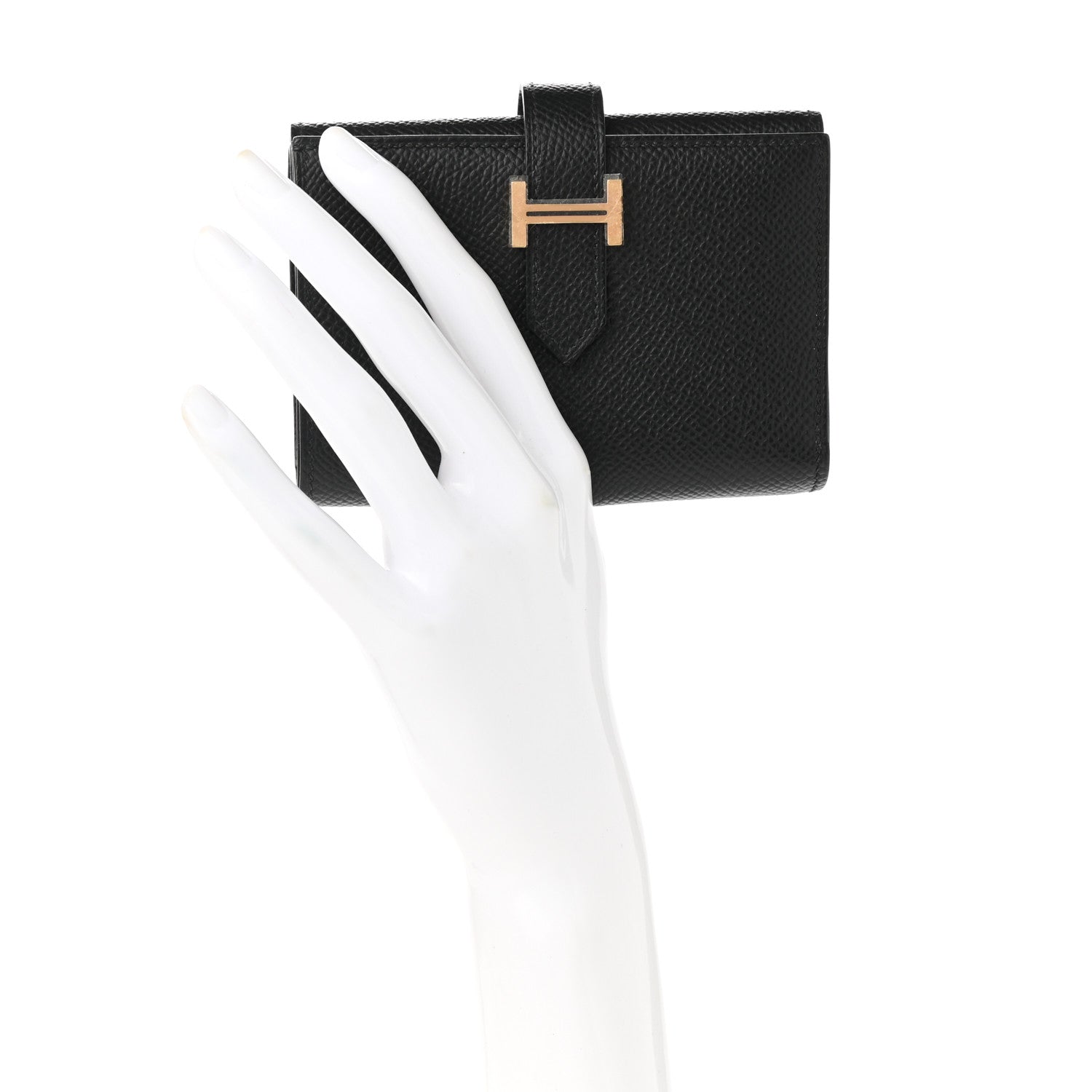 Hermes Epsom Tri-Fold Compact Bearn Wallet Black 2 of 7