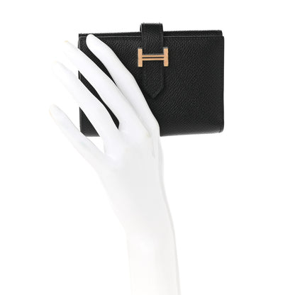 Hermes Epsom Tri-Fold Compact Bearn Wallet Black 2 of 7