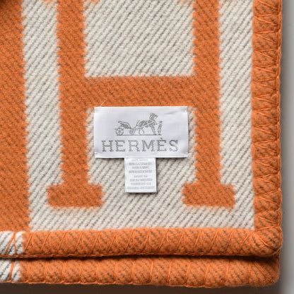 Hermes Wool Cashmere Avalon Blanket Ecru Potiron 4 of 4
