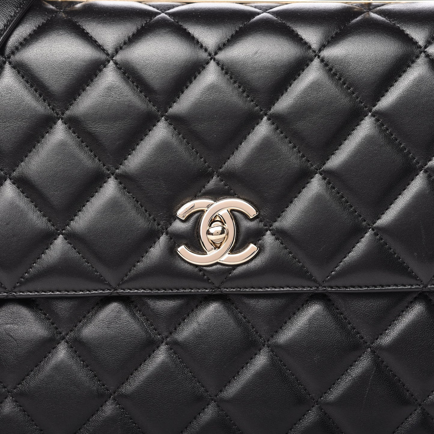 Lambskin Quilted Large Trendy CC Dual Handle Flap Bag Black