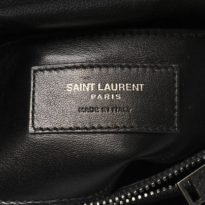 Saint Laurent Sheepskin Matelasse Chevron Monogram Medium College Bag Black 6 of 10