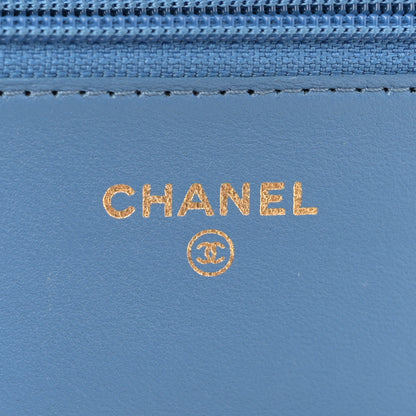 Chanel Lambskin Quilted Wallet On Chain WOC Light Blue 6 of 14