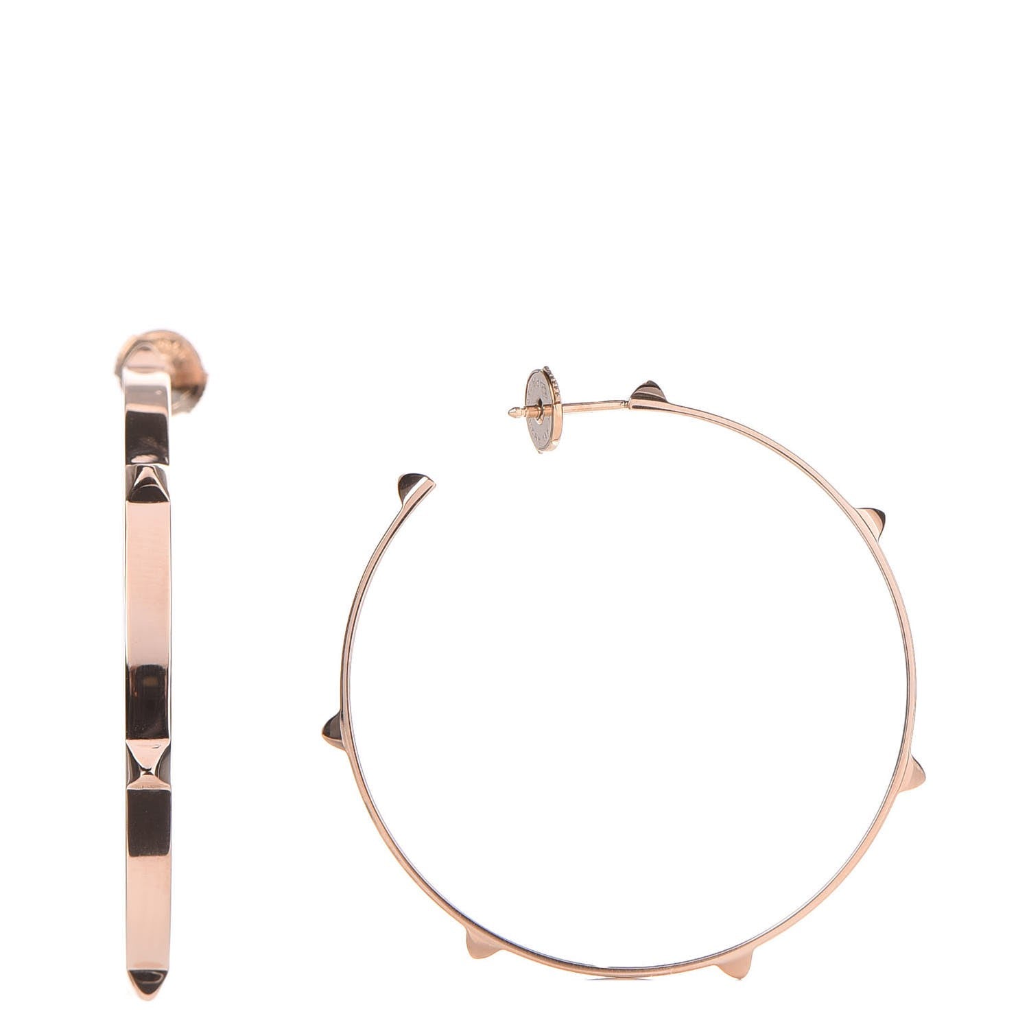 Hermes 18K Rose Gold Mini Clous Hoop Earrings 1 of 6