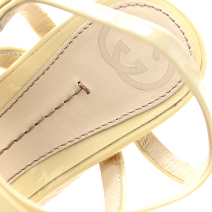 Gucci Patent Cork Striped Slingback Wedges 37.5 Beige 8 of 11