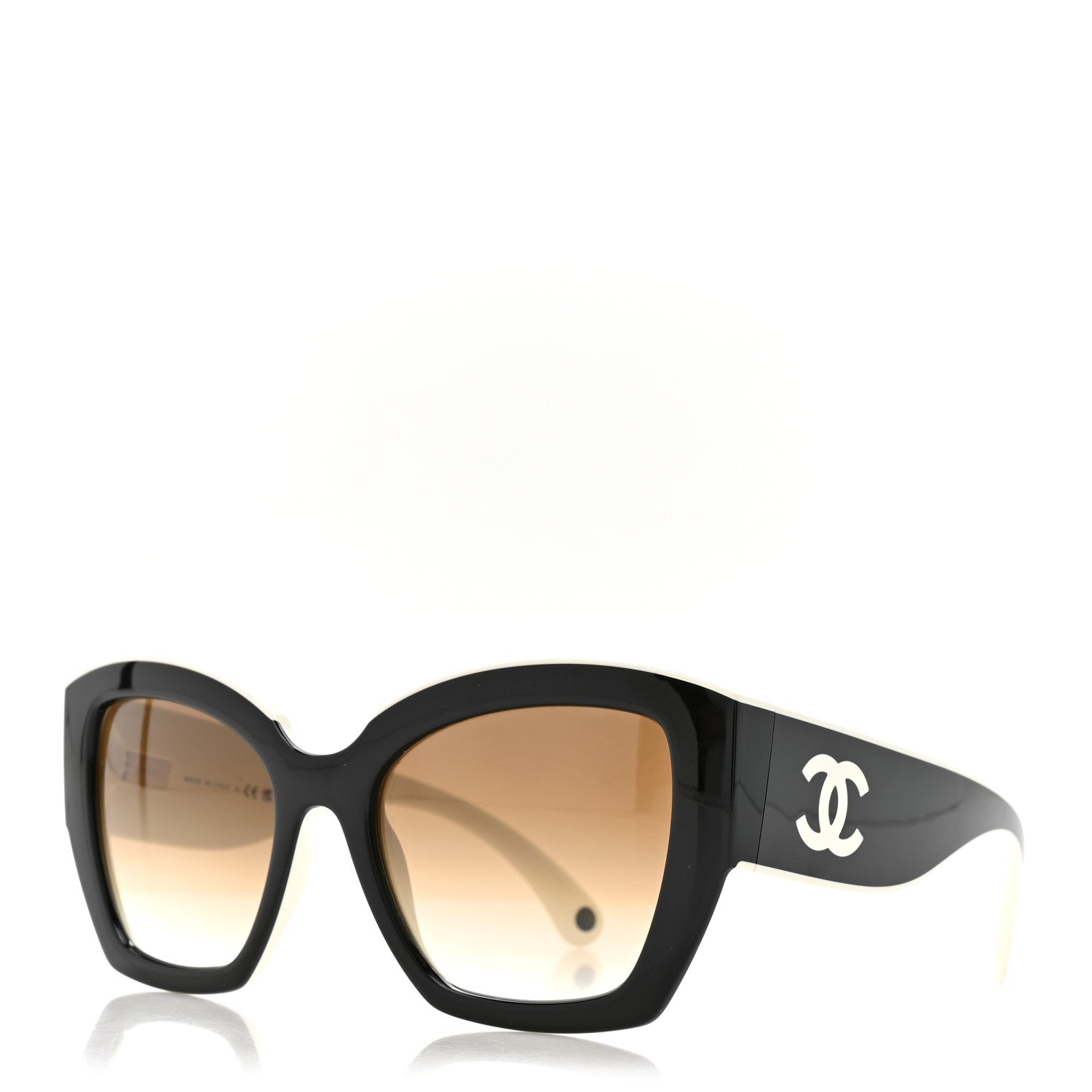 Chanel Acetate Square Sunglasses 6058 Black White 1 of 8