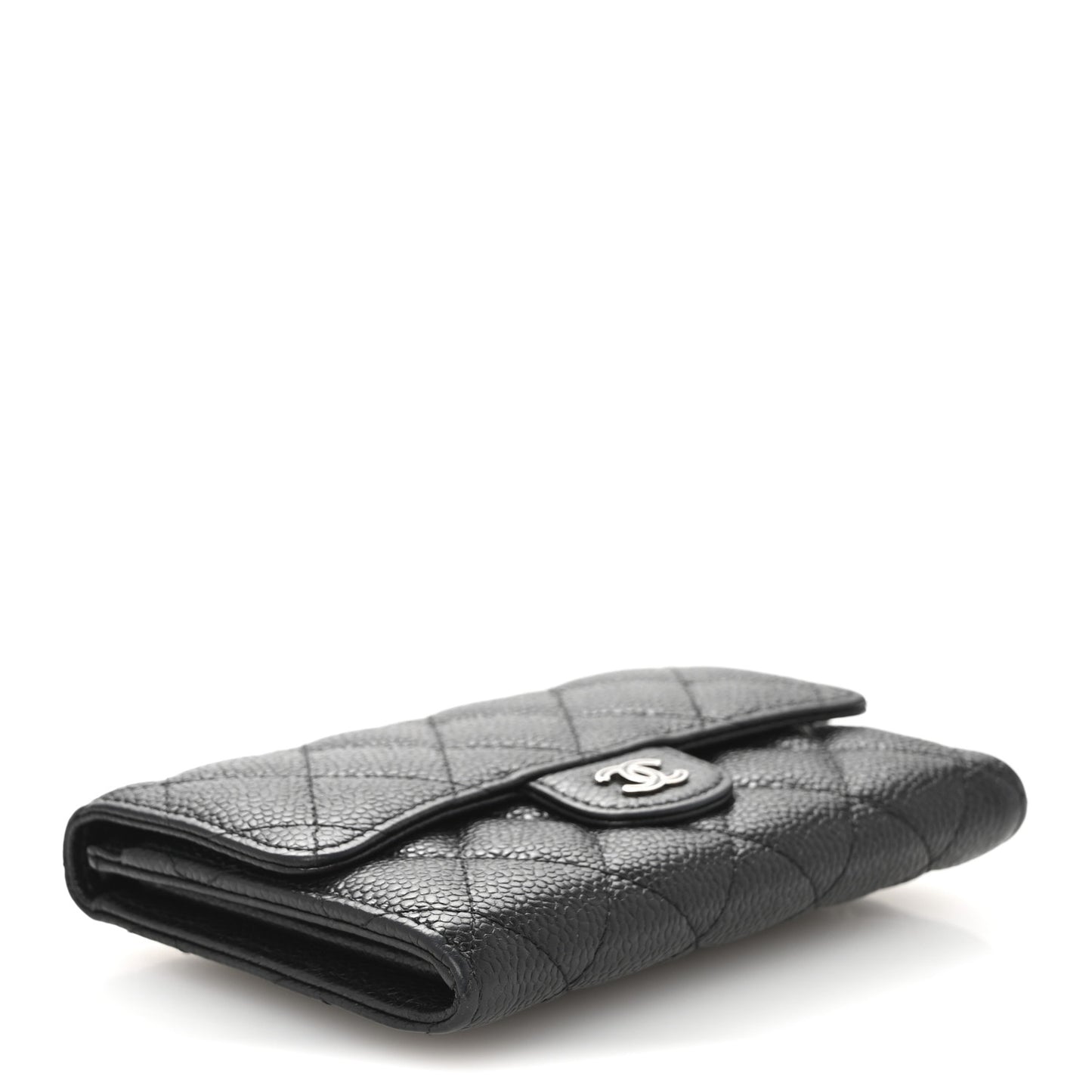 Caviar Quilted Small Flap Wallet Black
