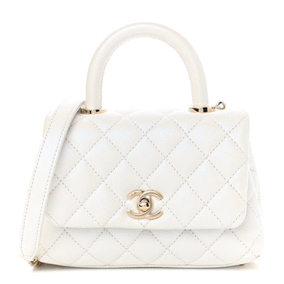 Chanel Iridescent Caviar Quilted Extra Mini Coco Handle Flap White 1 of 10