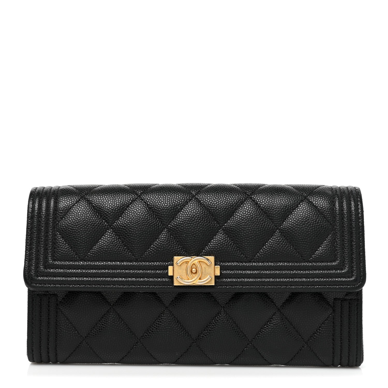 Chanel Caviar Quilted Long Boy Flap Wallet Black 1 of 14