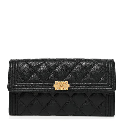 Chanel Caviar Quilted Long Boy Flap Wallet Black 1 of 14