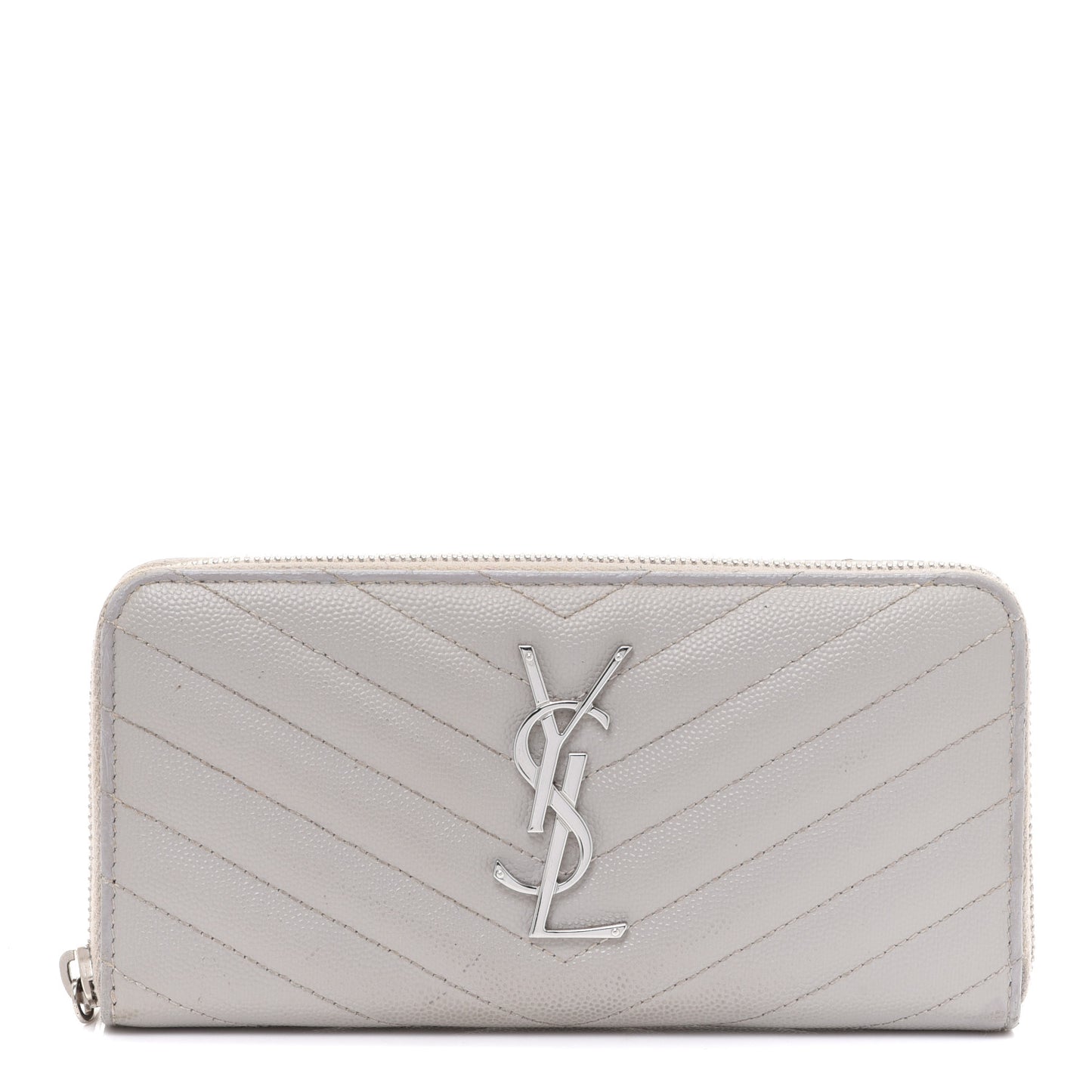 Grain De Poudre Matelasse Chevron Monogram Zip Around Wallet Granite