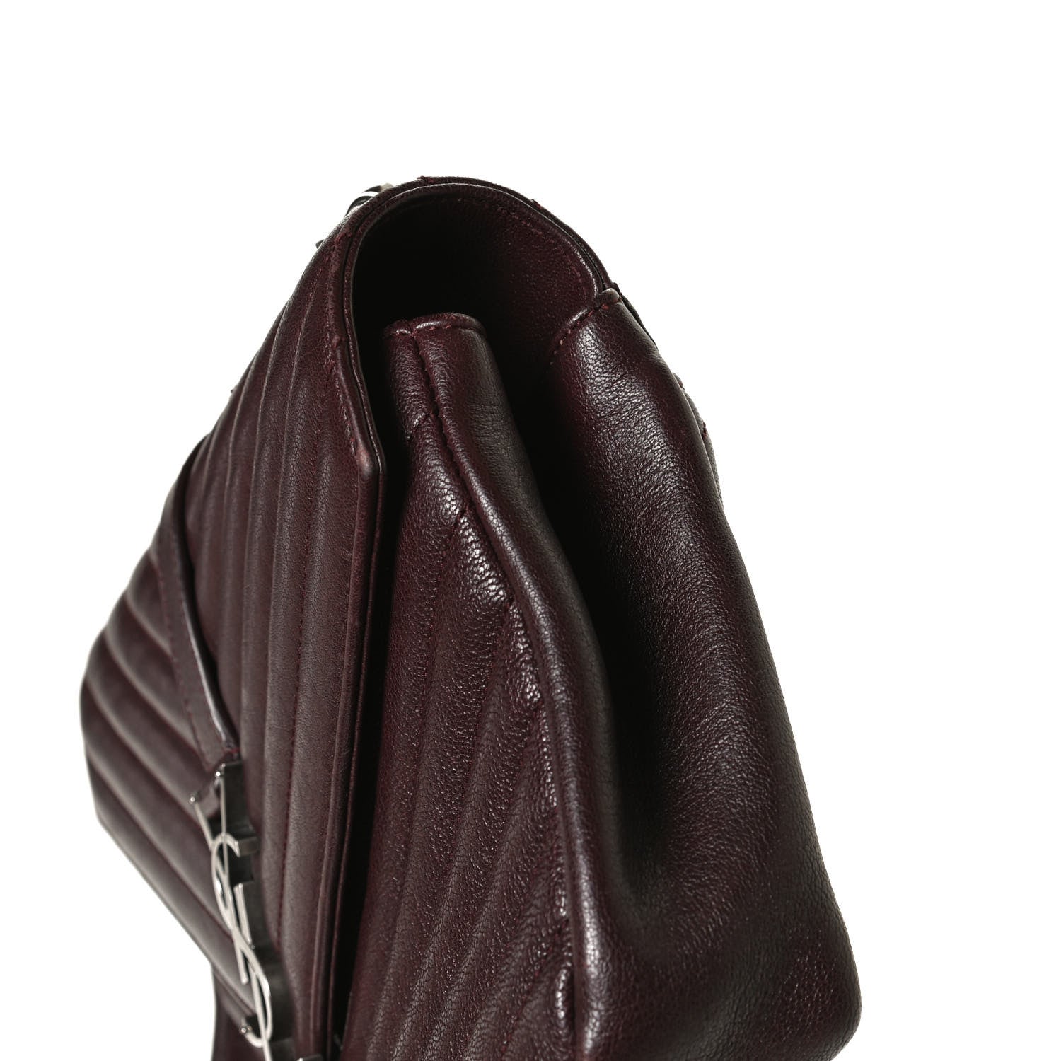 Saint Laurent Sheepskin Matelasse Chevron Monogram Medium College Bag Amaranto 11 of 14