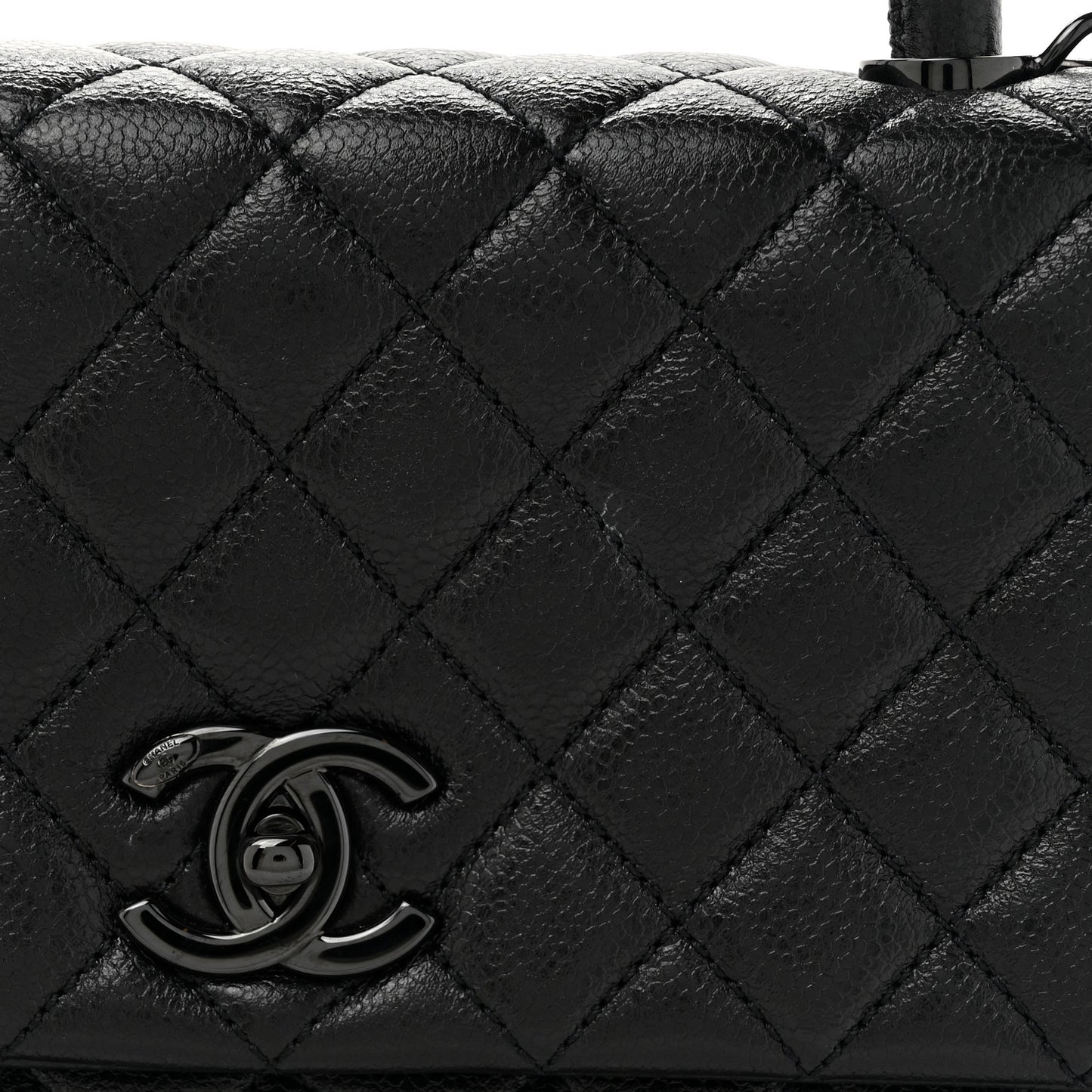 Caviar Quilted Small Coco Handle Flap So Black
