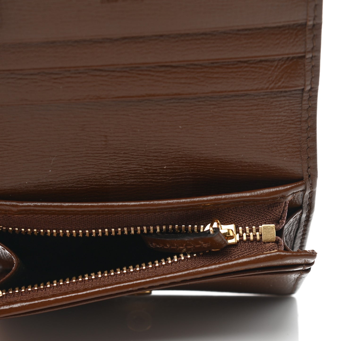 GG Supreme Monogram Horsebit 1955 Card Case Wallet Beige Ebony Brown Sugar