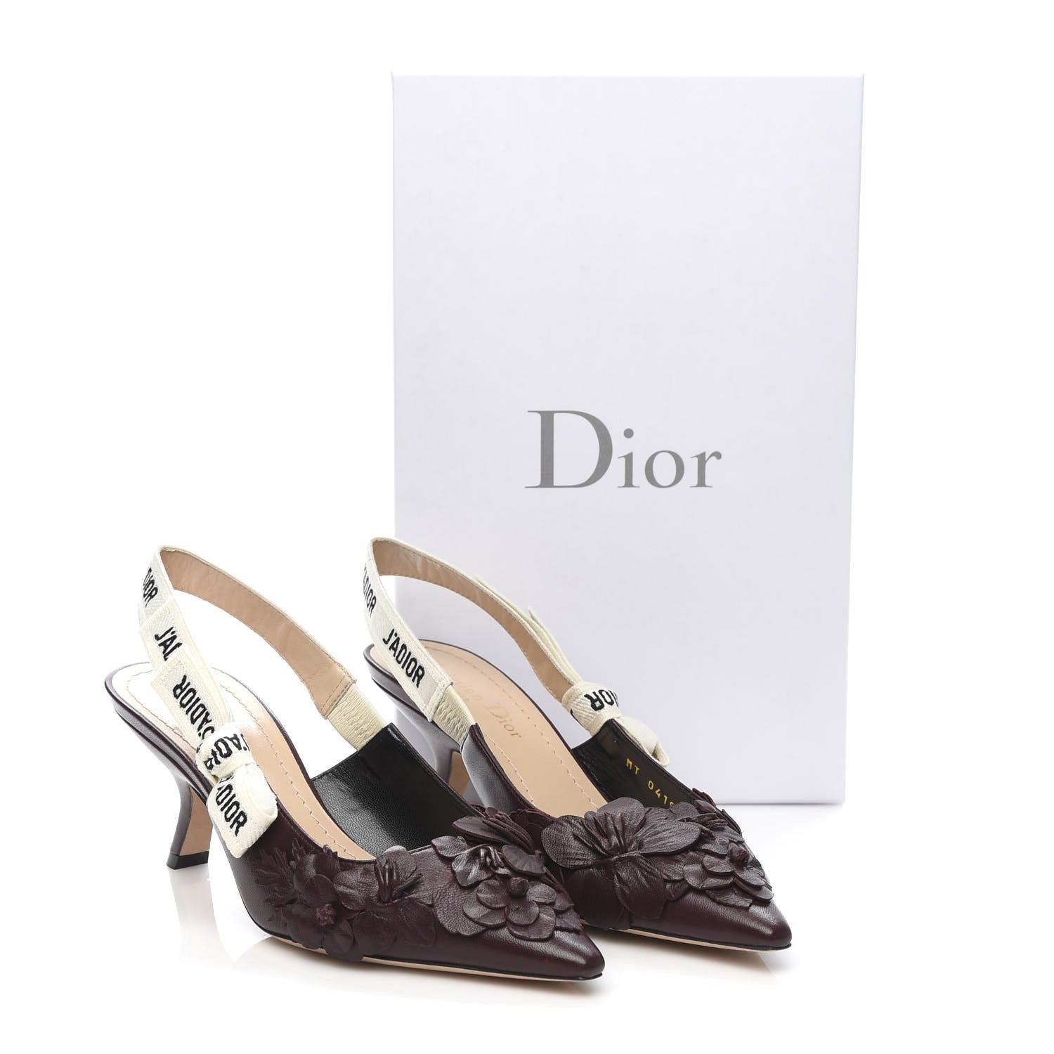 Christian Dior Lambskin Ribbon Flower Embroidered J'Adoir Slingback 65mm Pumps 36 Rouge Black 9 of 9