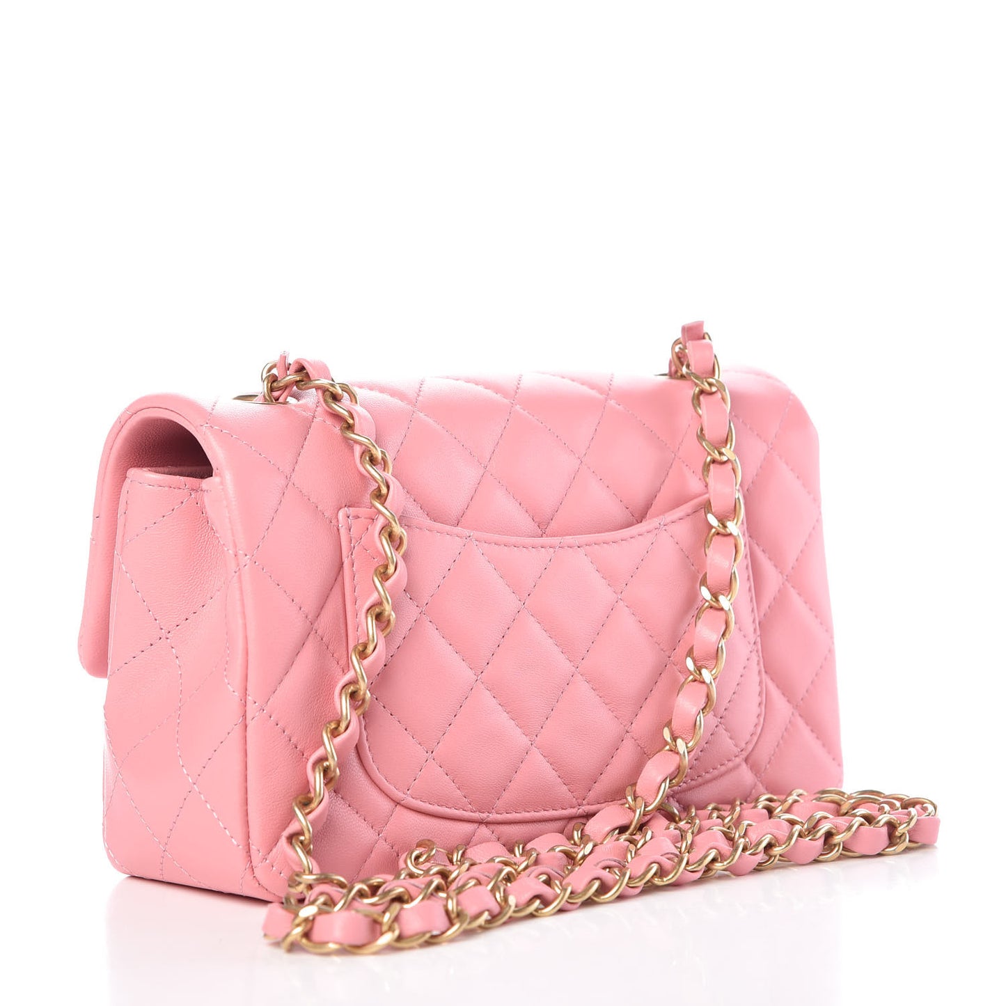Lambskin Quilted Mini Rectangular Flap Pink