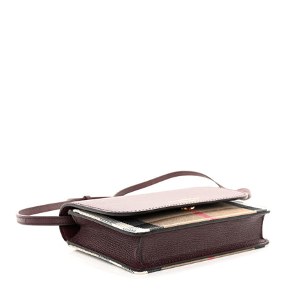 Burberry Derby Calfskin House Check Wallet On Chain Mahogany Red 4 of 9