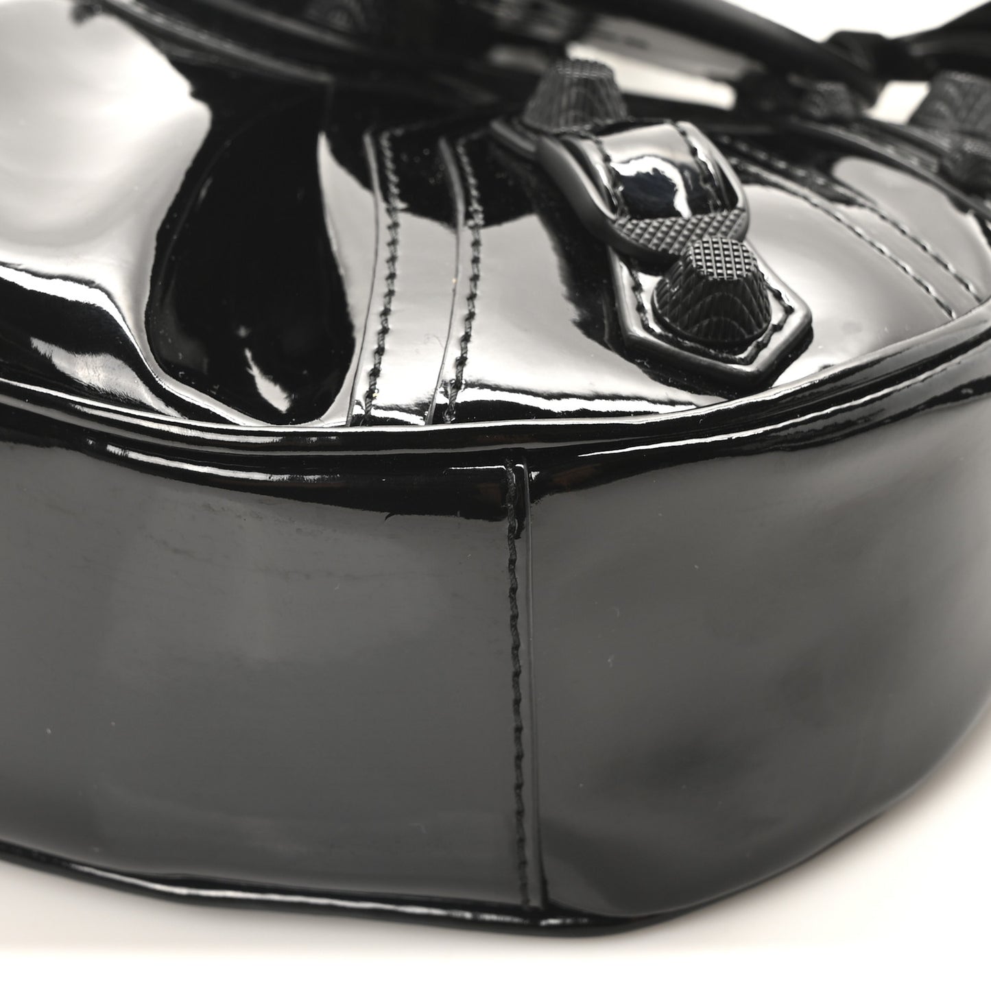 Patent Faux Leather Le Cagole Shoulder Bag XS Black