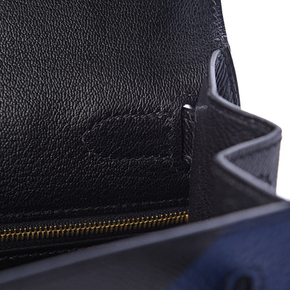Hermes Epsom Taurillon Clemence Chevre Mysore Horseshoe Kellygraphie Lettre X Kelly Sellier 28 Noir Bleu Indigo Bleu Saphir 23 of 36