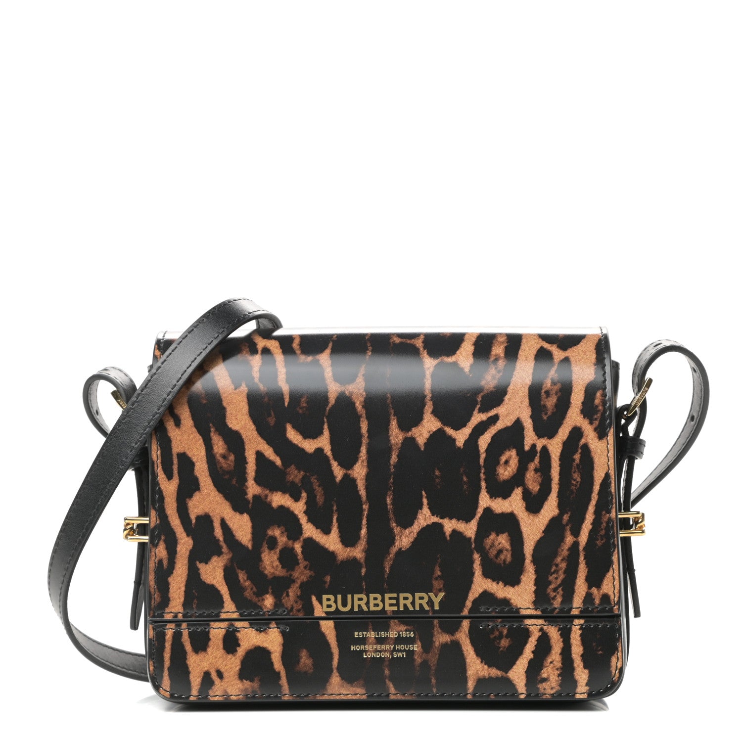 Burberry Calfskin Leopard Small Grace Bag Black 1 of 9