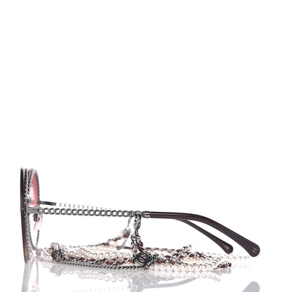 Chanel Round Removable Triple Hanging Chain Sunglasses 4245 Pink Silver 4 of 8
