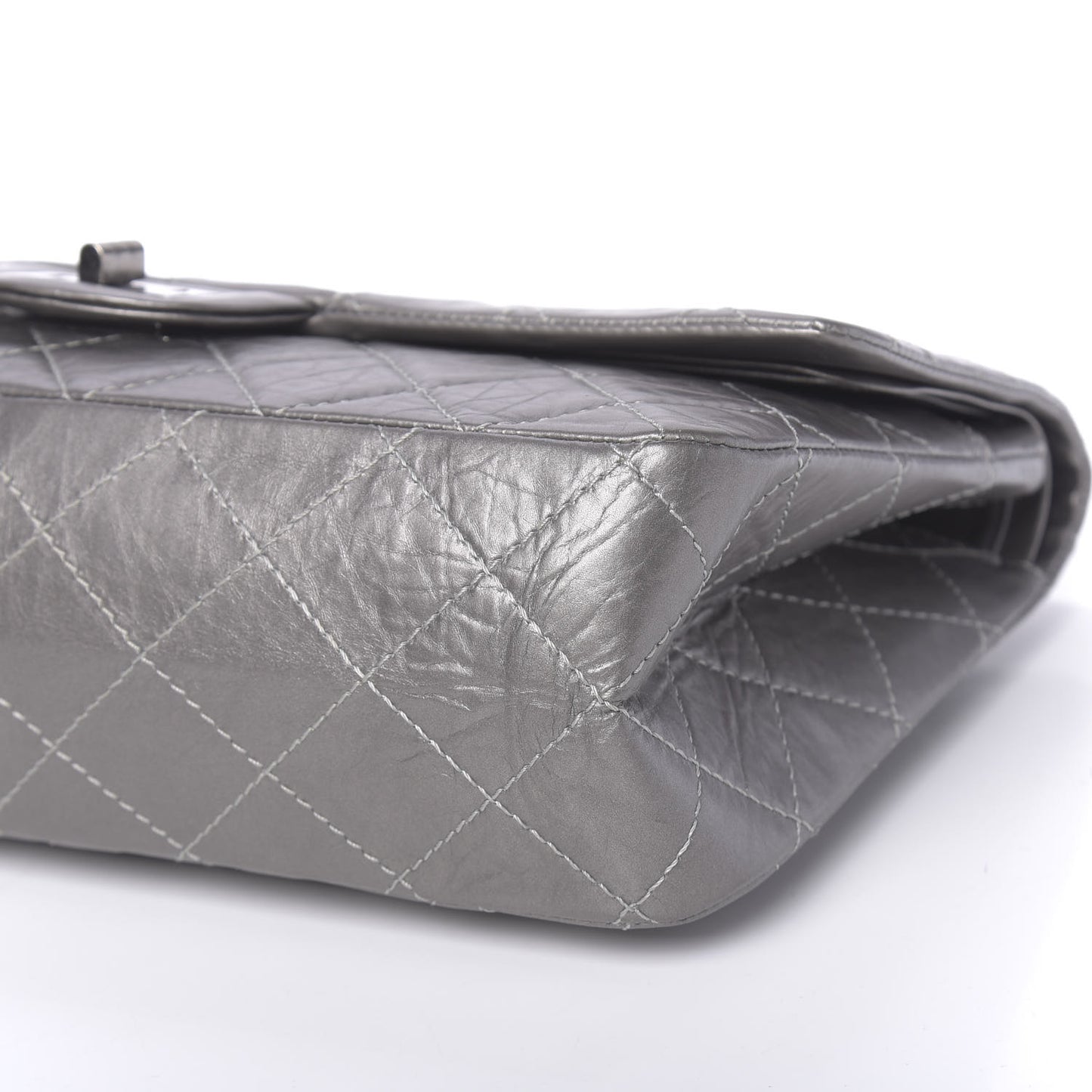 Metallic Aged Calfskin Quilted 2.55 Reissue 227 Flap Argent Fonce