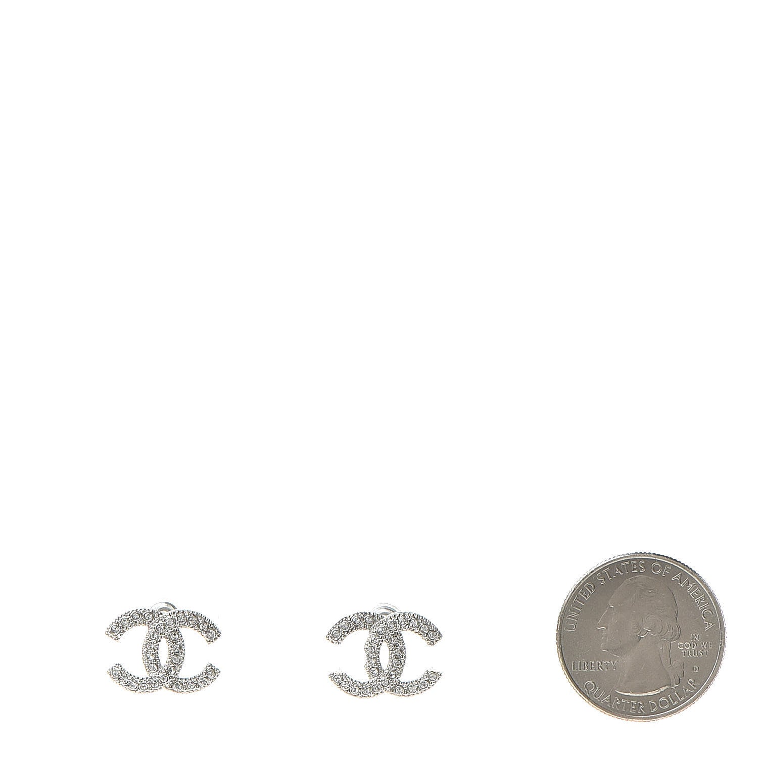Chanel Crystal CC Earrings Silver 2 of 5