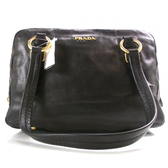 Vitello Daino Shoulder Bag Black