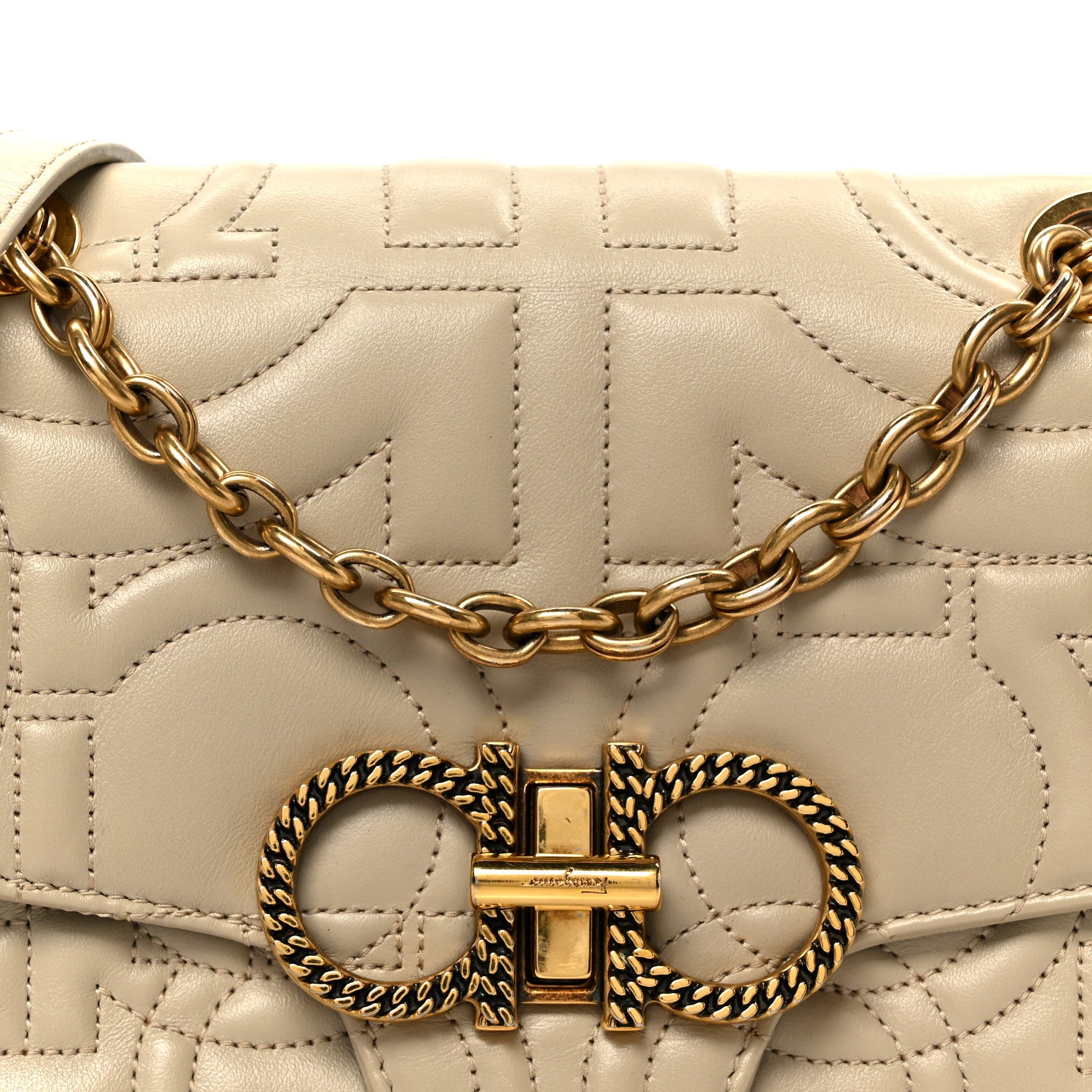 Salvatore Ferragamo Calfskin Quilted Gancini Flap Bag Peony 8 of 12