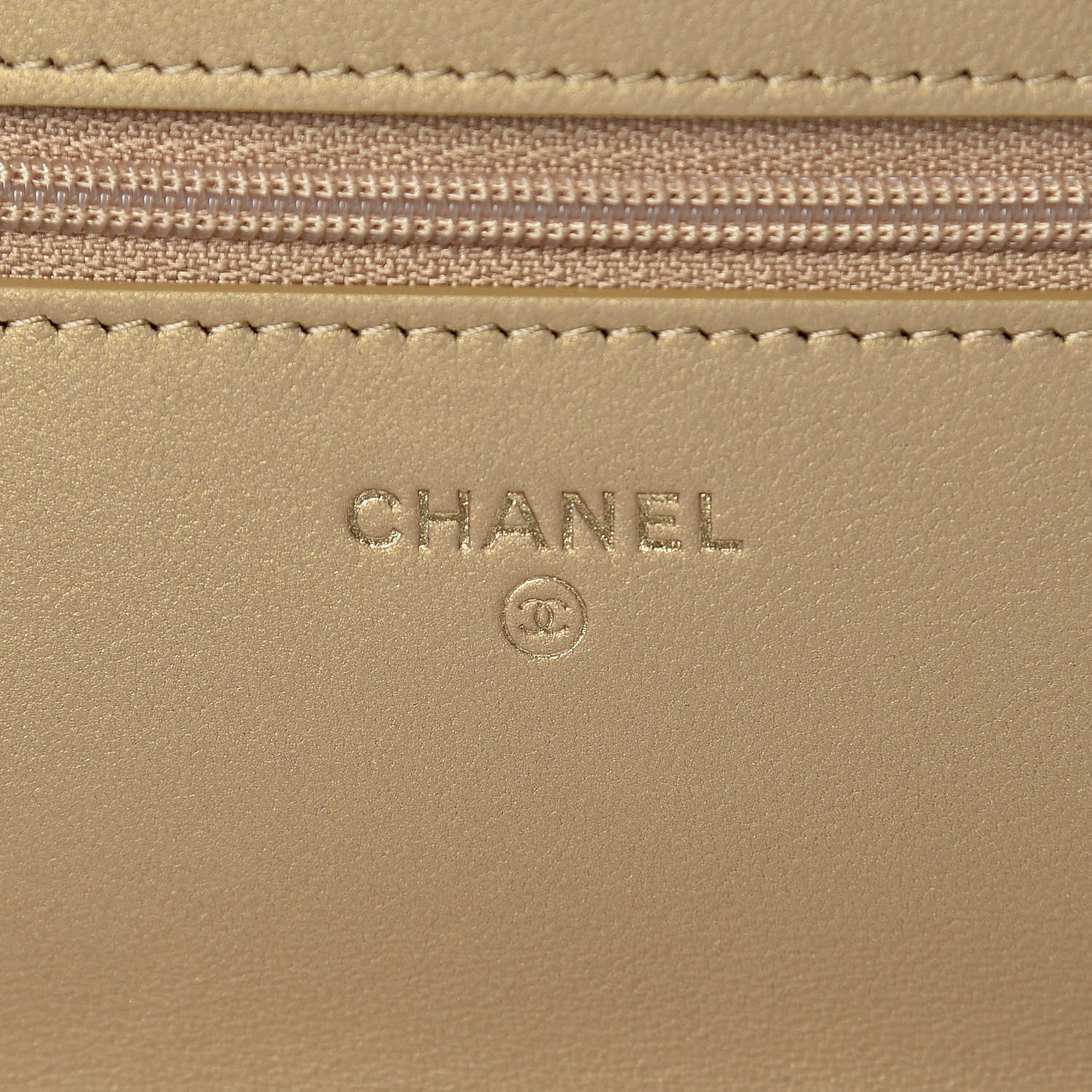Chanel Metallic Lambskin Quilted Wallet On Chain WOC Gold 6 of 12