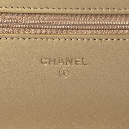 Chanel Metallic Lambskin Quilted Wallet On Chain WOC Gold 6 of 12