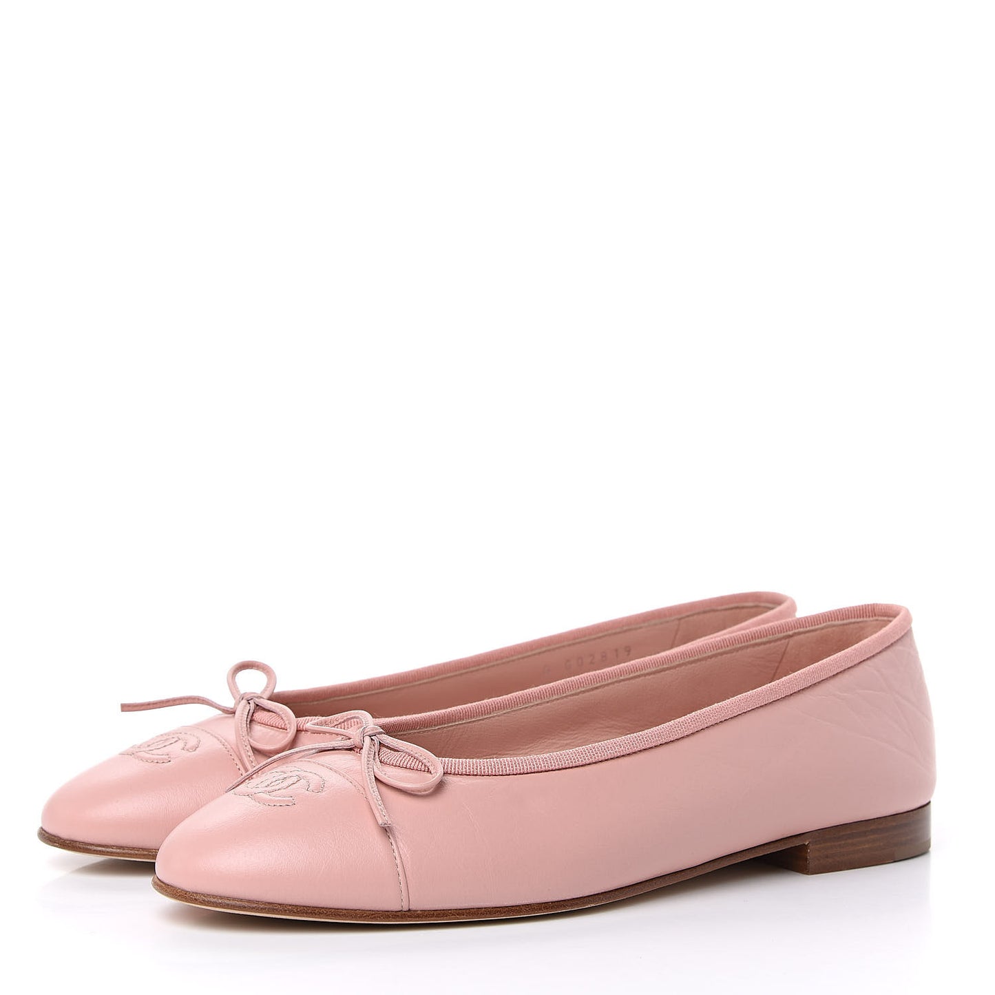 Crumpled Calfskin Cap Toe CC Ballerina Flats 40 Powder Pink